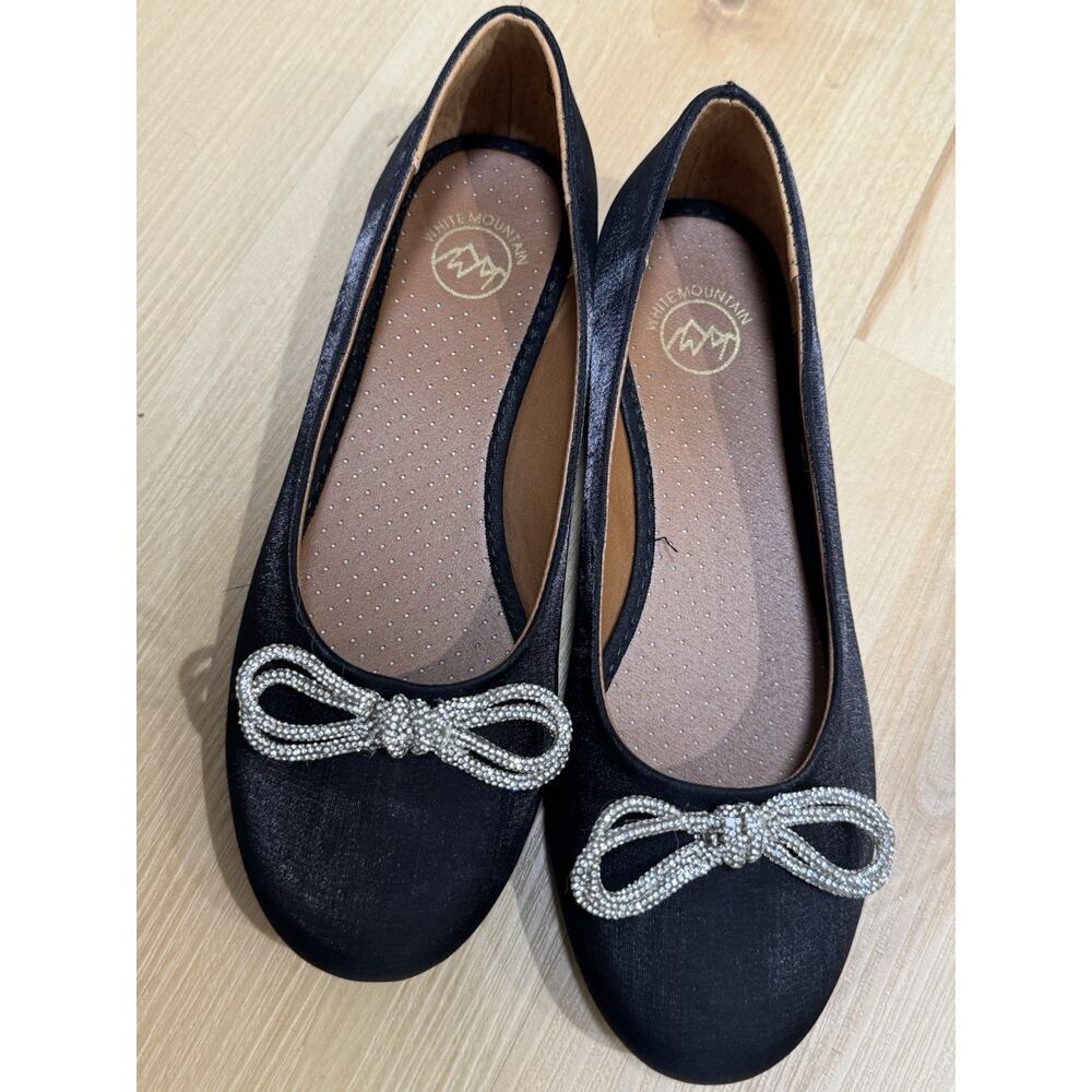 White Mountain “Sashimi” Rhinestone Bow Ballet Flats Size 7.5M - NWOB